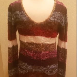 Striped Acrylic V-Neck Sweater